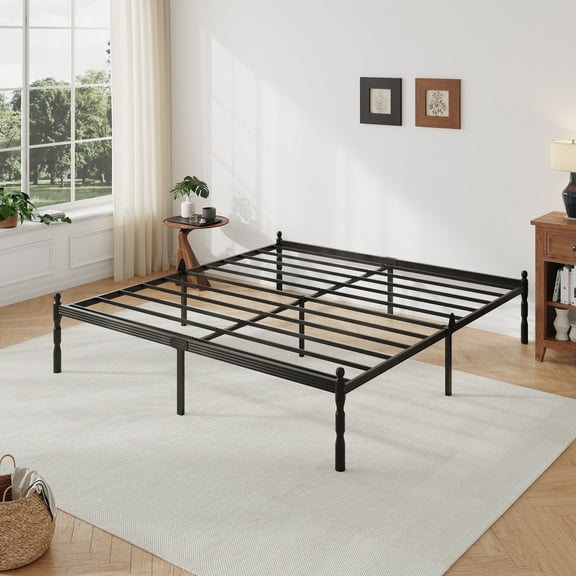 QFTIME 14" King Metal Bed Frame with Mattress Non-Slip Stoppers, No Box Spring Needed