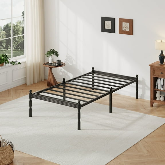 QFTIME 18" Twin-XL Metal Platform Bed Frame with Anti-Slip Stoppers, Heavy Duty Mattress Foundation