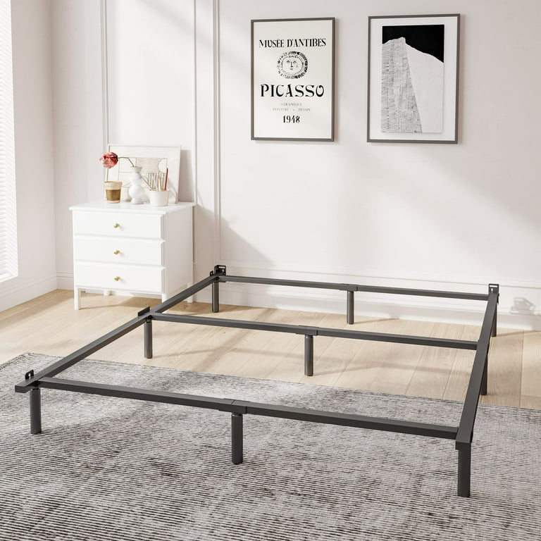 QFTIME Full Metal Bed Frame with Recessed Legs 7 Inch Low Profile Bed Base Easy Assembly Mattress Foundation Headboard Compatible