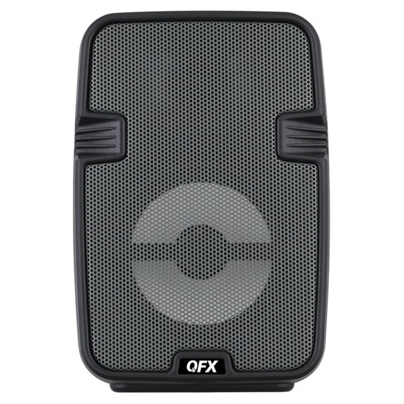 QFX BT-60-CHR LED Party Lights, FM Radio, and Microphone Input Bluetooth Portable Speaker , Charcoal