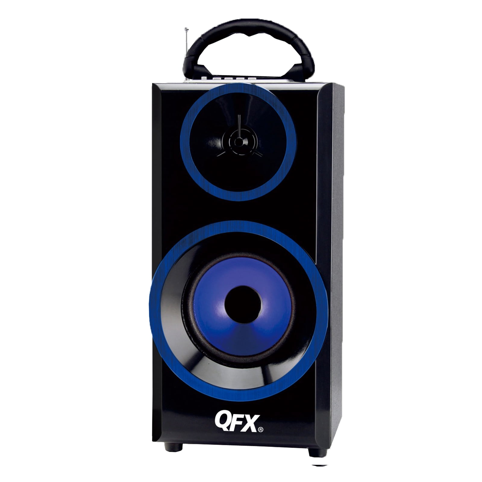 QFX BT Multimedia Boom Box with RM Radio Blue