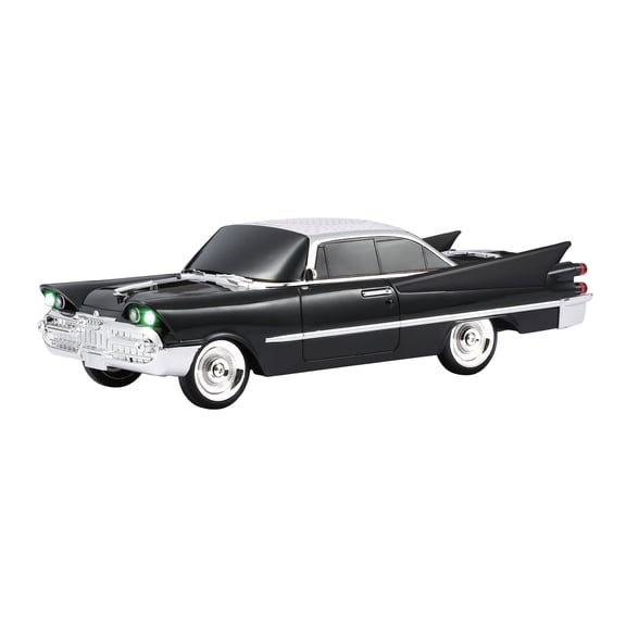 QFX Bluetooth 1959 Retro Classic Car Speaker, Dual 2-inch Speakers, Hands-Free Link, Built-in Microphone, FM Radio, and LED Party Lights, Black- BT-1959-BLK