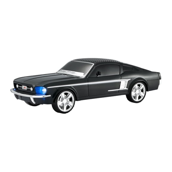 QFX Bluetooth 1965 Retro Car Replica Speaker, 3-inch Speakers, Hands Free Link, Built-in Microphone, FM Radio and LED Party Lights, Black - BT-1965-BLK