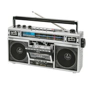 QFX Bluetooth Battery Cassette Player Portable AM/FM Radios, Silver
