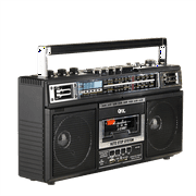 QFX J-230BT RECHARGEABLE CASSETTE AM/FM/SW1-2 RADIO BLUETOOTH BOOMBOX WITH USB RECORDING