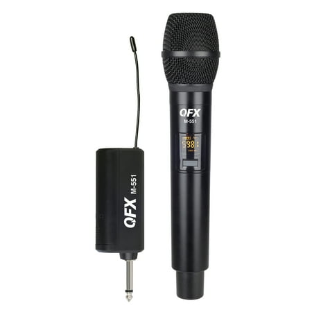 QFX M-551 16-Channel UHF Multi-Frequency Microphone System with Handheld Microphone and Plug-in Receiver