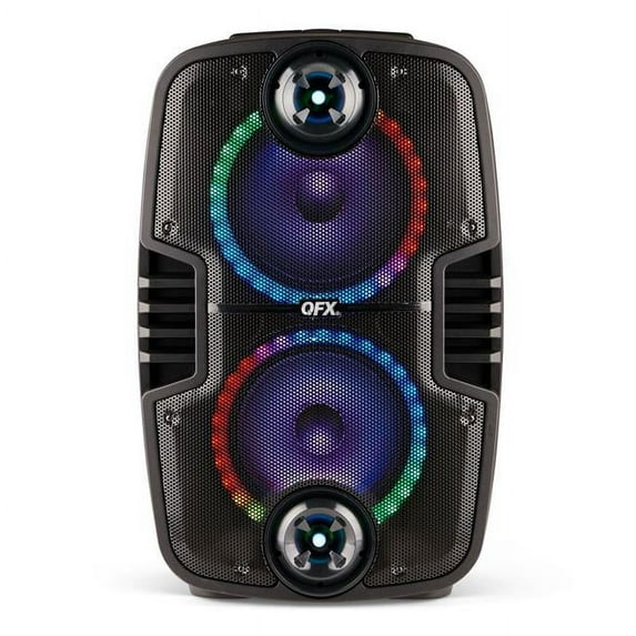 QFX PBX-311 2 x 10 in. Bluetooth Speaker with LED Light Effects, Black