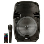 QFX WMX-8074 8 Inch Battery Powered Portable Bluetooth Party Speaker with Bonus Mic