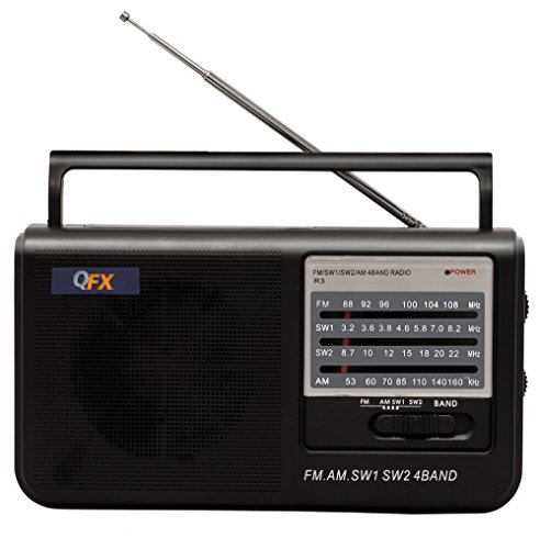 QFX Portable 4-Band AM/FM/SW1/SW2 Radio with Headphone Output, Black, R-3 - image 1 of 2