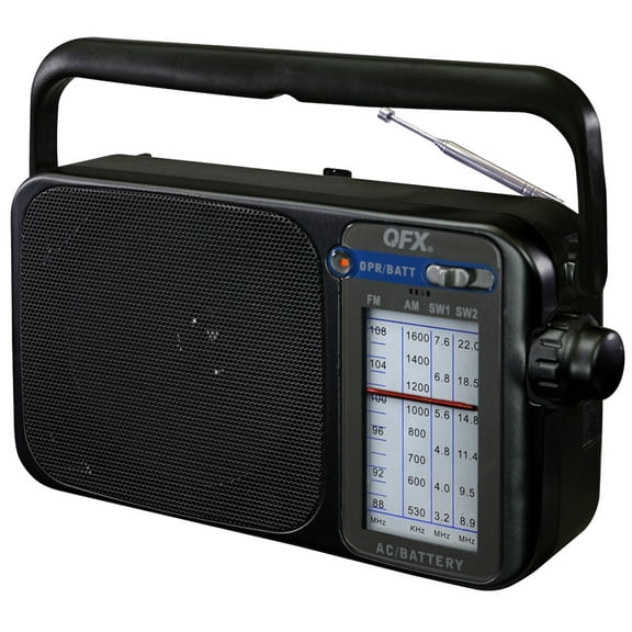QFX Portable AM/FM/Shortwave Radio, Black, R-24-BLK