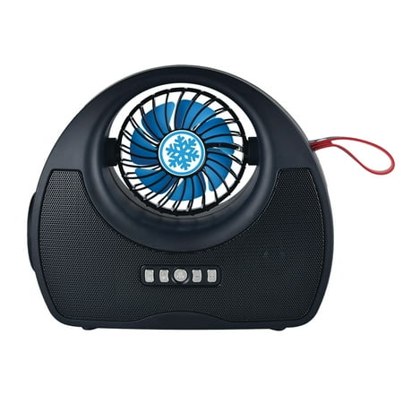 QFX - Portable Bluetooth Rechargeable FM Radio with Solar Panel, Flashlight and Fan - Black