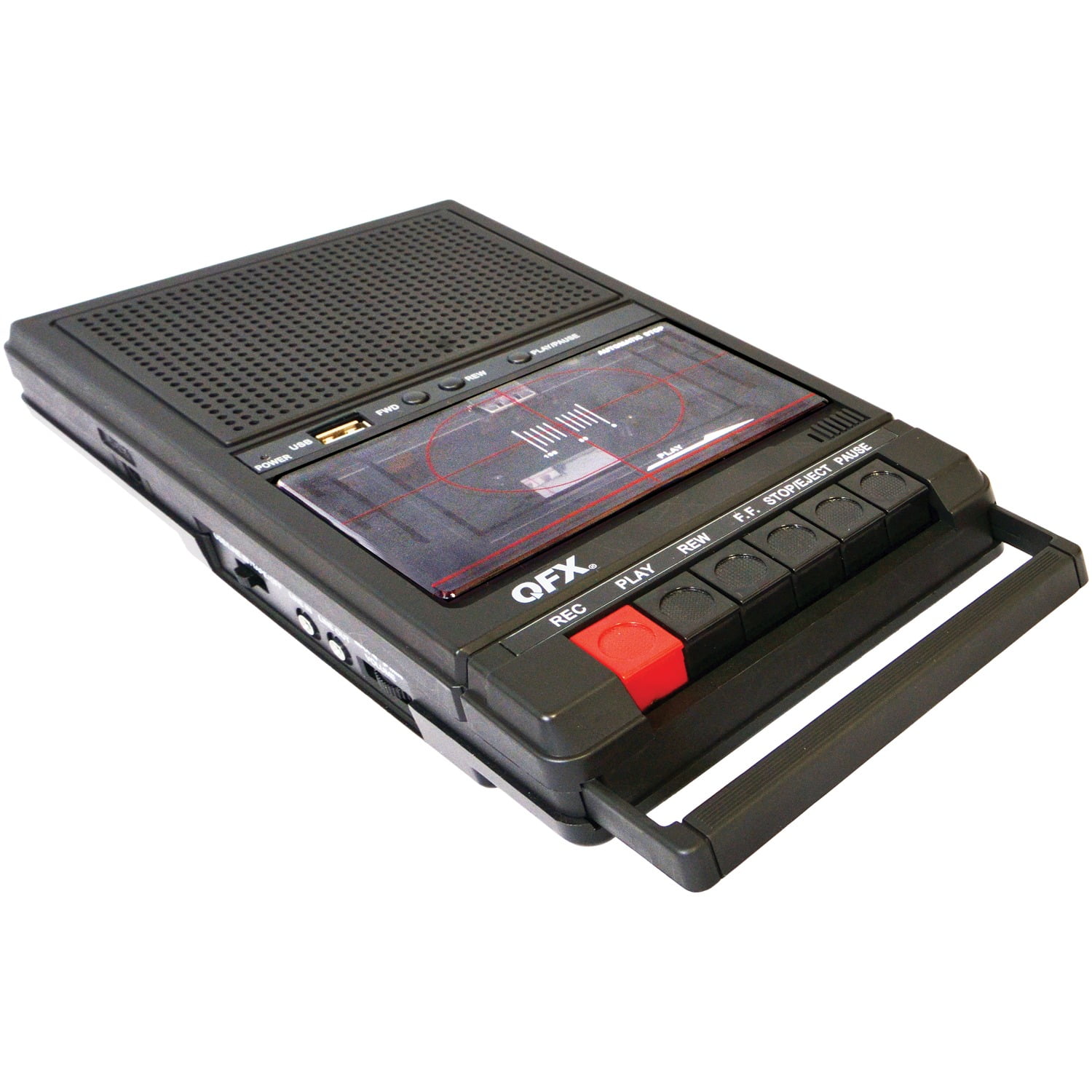 QFX RETRO-39 Shoebox Tape Recorder with USB Player, Black