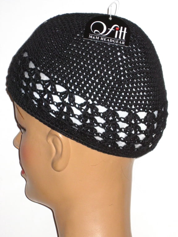 Unisex Adult Black Cotton Kufi Cap - 1 Pc.