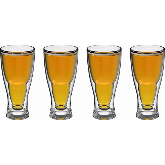 QG 28 Ounce Clear Plastic Double Wall Upside Down Glass Set of 4