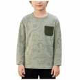 thumbnail image 1 of QGJZVUNL Boys Dinosour Printed Long Sleeve T Shirts Fall Casual Layer Tops Cartoon Round Neck Tshirts Size 2-3 Years, 1 of 5
