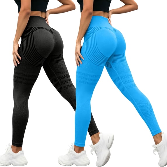QGJZVUNL Butt Lifting Leggings for Women Tummy Control Fitness Clothing 2Pcs High Waisted Workout Yoga Pants Size L