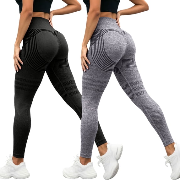 QGJZVUNL Butt Lifting Leggings for Women Tummy Control Fitness Clothing 2Pcs High Waisted Workout Yoga Pants Size M