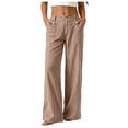 thumbnail image 1 of QGJZVUNL Button High Waist Trousers for Womens Striped Wide Leg Pants with Pockets Size 2XL, 1 of 6