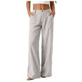 thumbnail image 1 of QGJZVUNL Button High Waist Trousers for Womens Striped Wide Leg Pants with Pockets Size L, 1 of 6