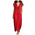 thumbnail image 1 of QGJZVUNL Flutter Sleeve Maxi Dresses for Women Summer Outfits Casual Ruffle V Neck Sleeveless Sundress Size 2Xl, 1 of 6
