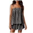 thumbnail image 1 of QGJZVUNL Gingham Lounge Sets for Women Summer Vacations Outfits Sleeveless Tank Tops and Plaid Shorts 2Pcs Set Size M, 1 of 7
