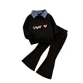 thumbnail image 1 of QGJZVUNL Girls Fashion Fall Winter Outfits Long Sleeve Cartoon Print Top Flared Pants Casual Toddler Clothes for Kids Size 2-3 Years, 1 of 3