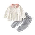 thumbnail image 1 of QGJZVUNL Infants Baby Girl Clothes Floral Long Sleeve Dress Tops and Elastic Waisted Jogger Pants 2Pcs Outfits Set Size 18-24Months, 1 of 4