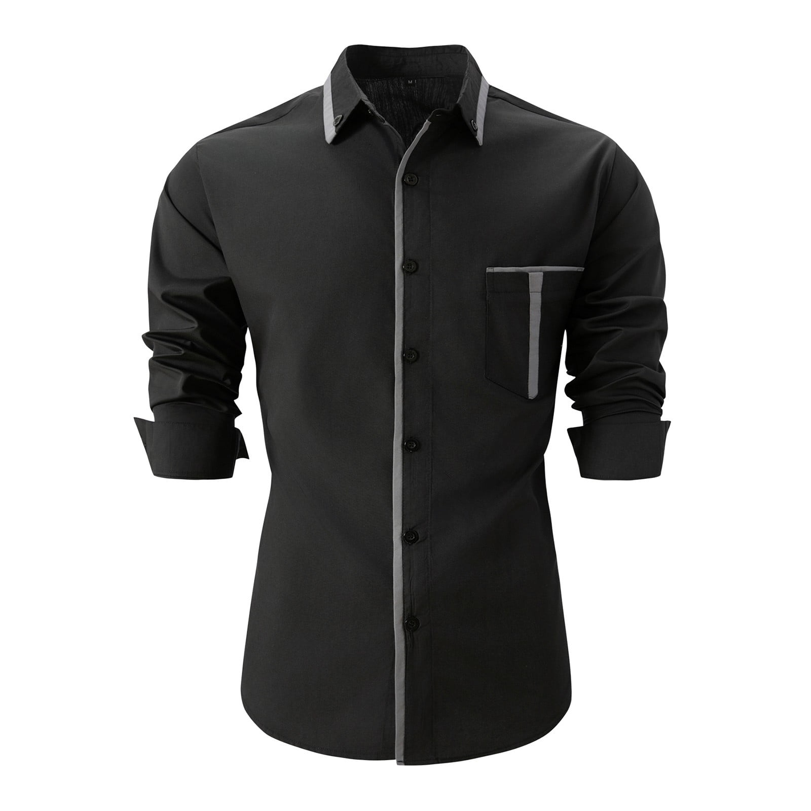 QGJZVUNL Men s Dress Shirts Solid Long Sleeve Stretch Free Formal Shirt Business Casual Button Down Shirts Mens T Shirt Top Lapel Casual Loose Long Sleeved Shirt Top Walmart