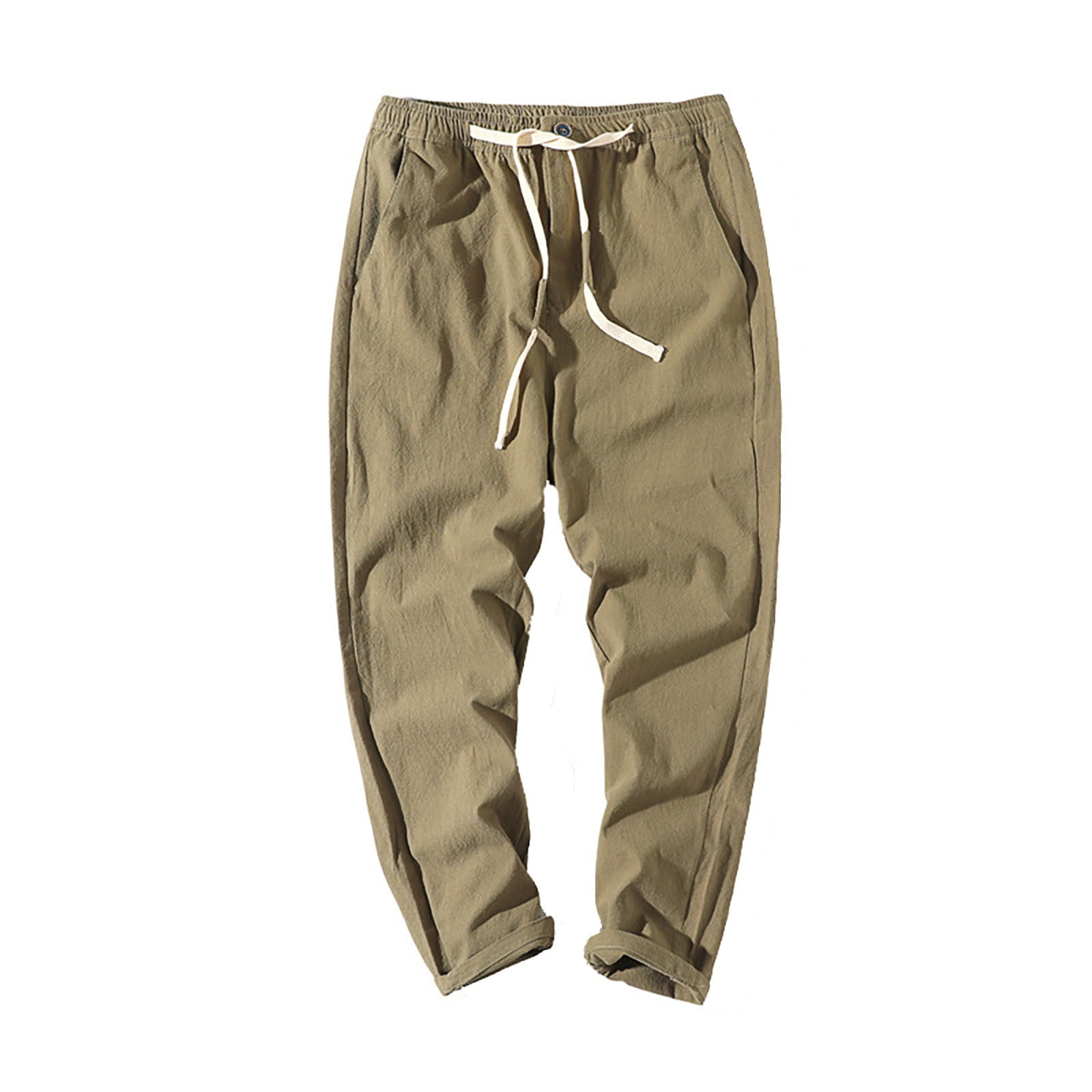 QGJZVUNL Men's Linen Pants Casual Leg Pants Loose Lightweight