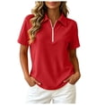 thumbnail image 1 of QGJZVUNL Women'S Short Sleeve Zip Up Tennis Top Casual Summer Business Tops Activewear Athletic Clothing Size 3XL, 1 of 7