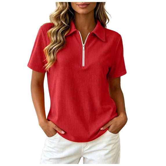 QGJZVUNL Women'S Short Sleeve Zip Up Tennis Top Casual Summer Business Tops Activewear Athletic Clothing Size 3XL