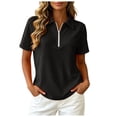 thumbnail image 1 of QGJZVUNL Women'S Short Sleeve Zip Up Tennis Top Casual Summer Business Tops Activewear Athletic Clothing Size 5XL, 1 of 7