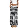 thumbnail image 1 of QGJZVUNL Women's Plaid Checkered Pants Baggy Sweatpants with Pockets Wide Leg Pajama Pants Size L, 1 of 6