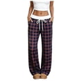 thumbnail image 1 of QGJZVUNL Women's Plaid Checkered Pants Baggy Sweatpants with Pockets Wide Leg Pajama Pants Size XL, 1 of 6
