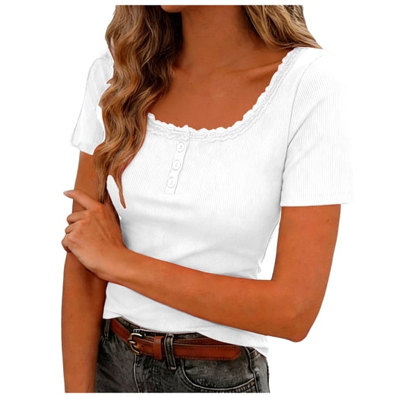 QGJZVUNL Womens Summer Tank Tops with Built In Bras Casual Short Sleeve Ribbed Knit Shirts Size Xs