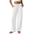 thumbnail image 1 of QGJZVUNL Womens Wide Leg Pants Sweatpants Baggy High-Waisted Drawstring Joggers with Pockets Size XL, 1 of 6