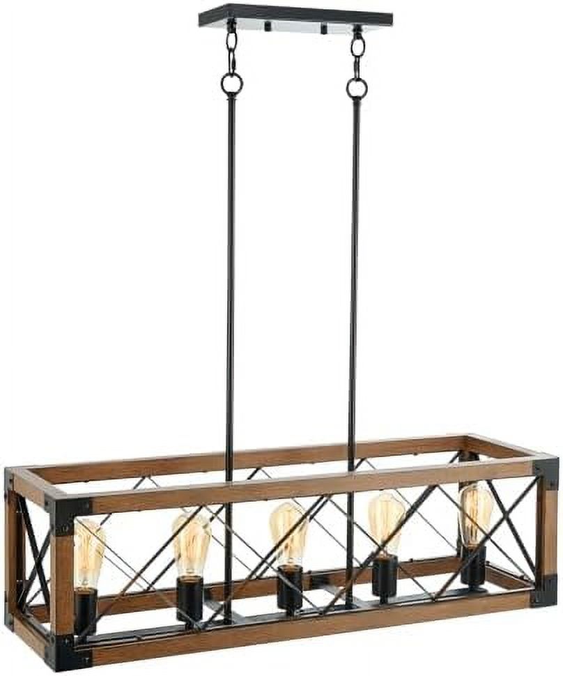 Black Farmhouse Ceiling Light – Adjustable 5-Light Pendant, 15.74", Industrial Style For Kitchen & Dining