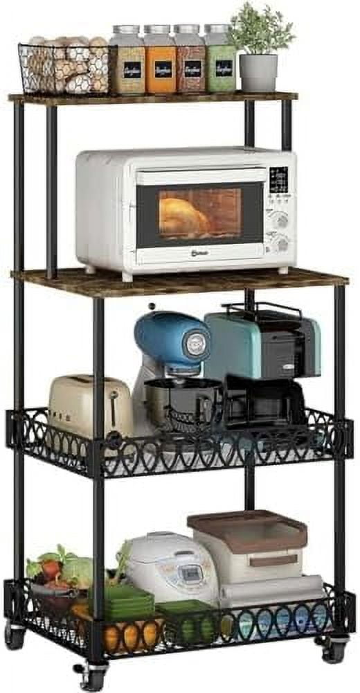 QGYEHLI Kitchen Microwave Stand Cart With Wheels 3-Tier Industrial