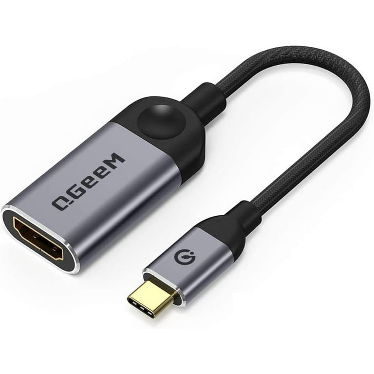 QGeeM USB C to HDMI Adapter 4K Cable, USB Type-C to HDMI Adapter  [Thunderbolt 3/4] HDMI Adapter for Laptop MacBook Pro/Air, iPhone 15/15  Pro/15 Promax, Dell XPS 13/15, Pixelbook, Surface Pro and