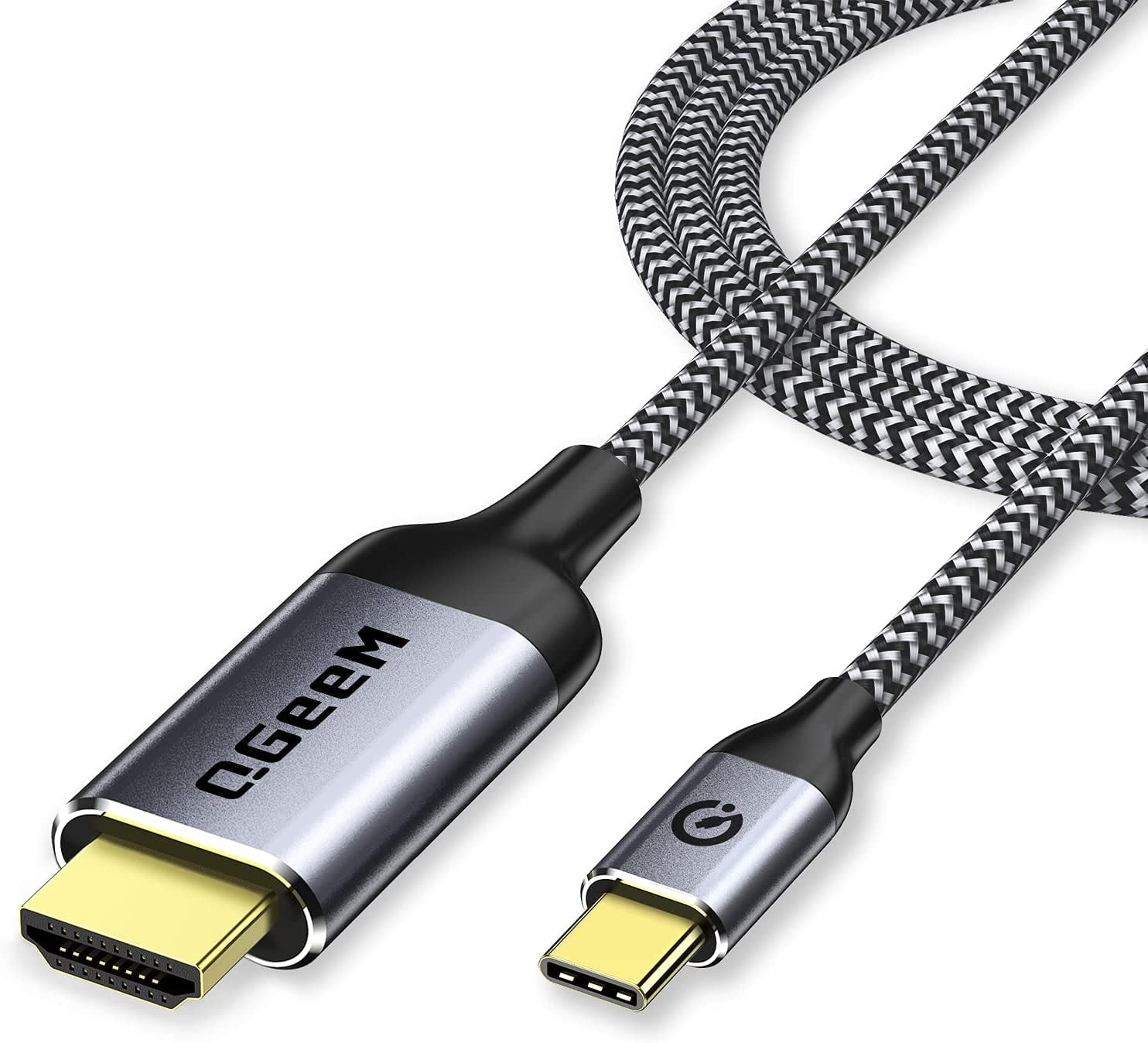 USB C to HDMI Cable,QGeeM Type C to HDMI Adapter Cable 4FT Braided 4K@60Hz  (Thunderbolt 3 Compatible)Compatible with MacBook Pro 2020, iPad Pro 2020,  Samsung Galaxy S20/ S10, Dell XPS 13/15, and