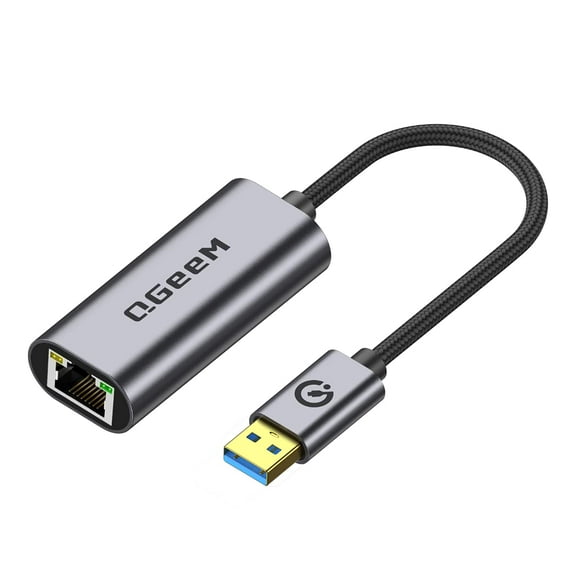 QGeeM USB Ethernet Adapter,USB 3.0 to 10/100/1000 Gigabit Ethernet LAN Network Adapter Compatible for MacBook Air/Pro,Surface Pro,iMac,Vista,Notebook PC with Windows7/8/10, XP
