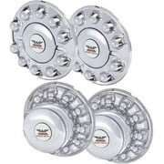 QH1002F-x2, QH1002R-x2, Set of 2 Front and 2 Rear Hub Covers - Fits 2005 - 2016 FORD F450 F550, 19.5 10 Lug, Front & Rear Wheel Hub Covers for aluminum wheels only