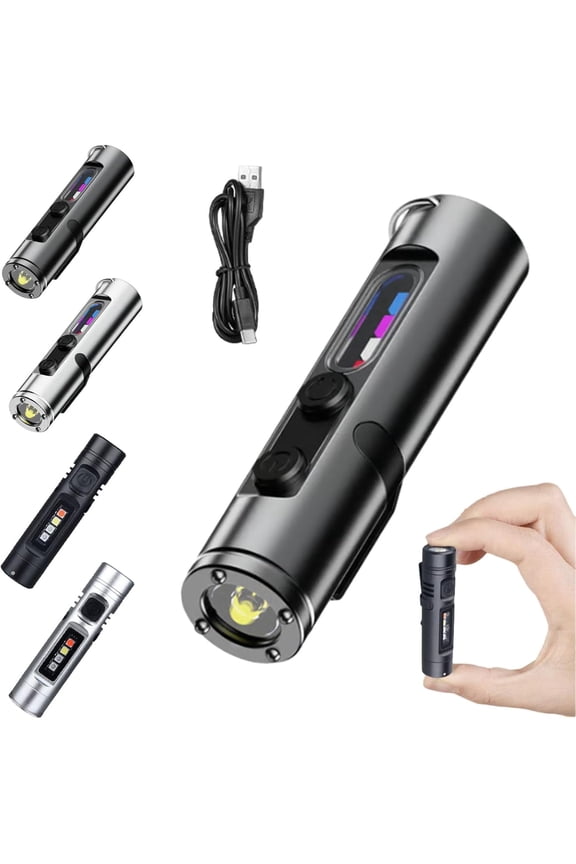 Rechargeable Mini Flashlight with Fire Starter and Magnetic Base, 500 Lumens Keychain Light