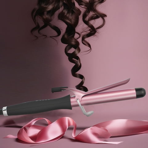 QHDJE adjustable temperature rotatable power cord curling wand, constant temperature hair care, professional 25mm/1inch curling iron with a pair of clip , 1 glove