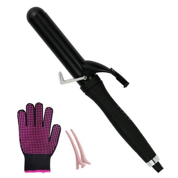 QHDJE adjustable temperature rotatable power cord curling wand, constant temperature hair care, professional 25mm/1inch curling iron with a pair of clip , 1 glove