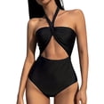 thumbnail image 1 of QHFBli 1 Piece Swimsuit for Women,Cut Out Criss Cross Bathing Suit,Thong Monokini Swimsuits, 1 of 7