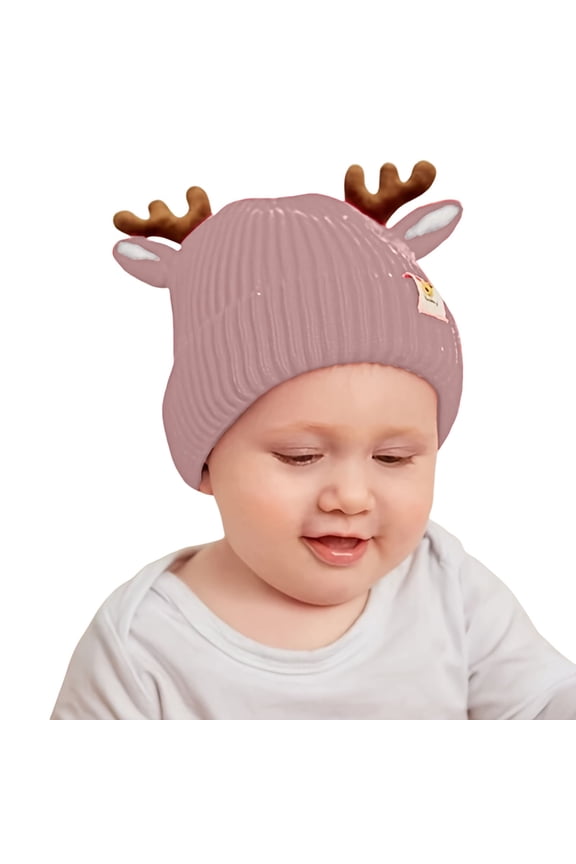 Baby Beanie Hat Cute Antlers Reindeer Crochet Knitted Hat Winter Warm Cap for Toddler Boys Girls