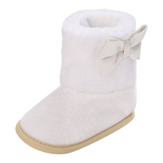 QHFBli Baby Booties Newborn First Walkers Cozy Shoes Baby Boots Fashion New Pattern Cute Bow Decoration Autumn And Winter Thickened Warm Comfortable Non Shoes