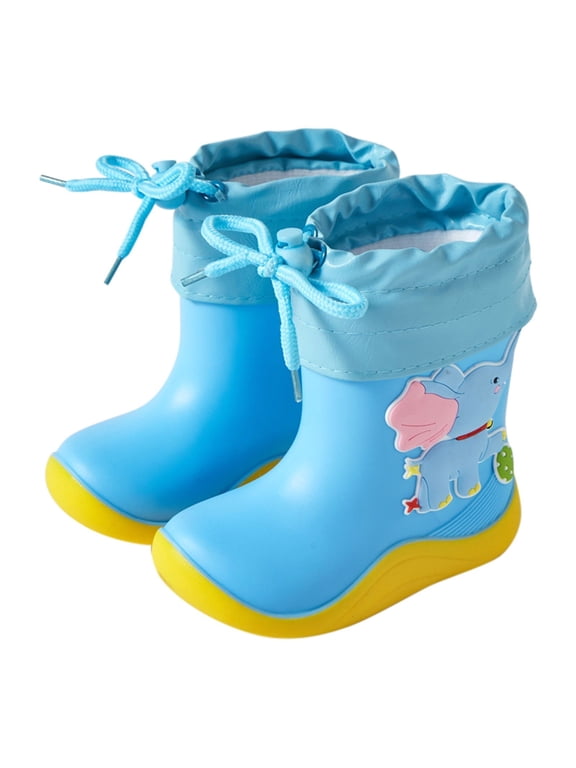 Baby Booties Unisex Booties Toddlers Children Rain Shoes Boys And Girls Water Shoes Elephant Cartoon Character Rain Shoes With Warm Bundle Muzzle