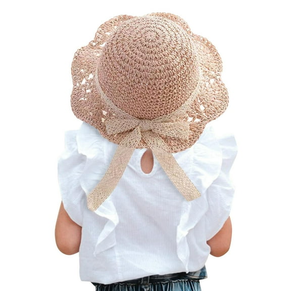 QHFBli Baby Girl Straw Hat Outdoor Baby Sun Protection Hats Summer Bowknot Beach Cap for Toddler Girls